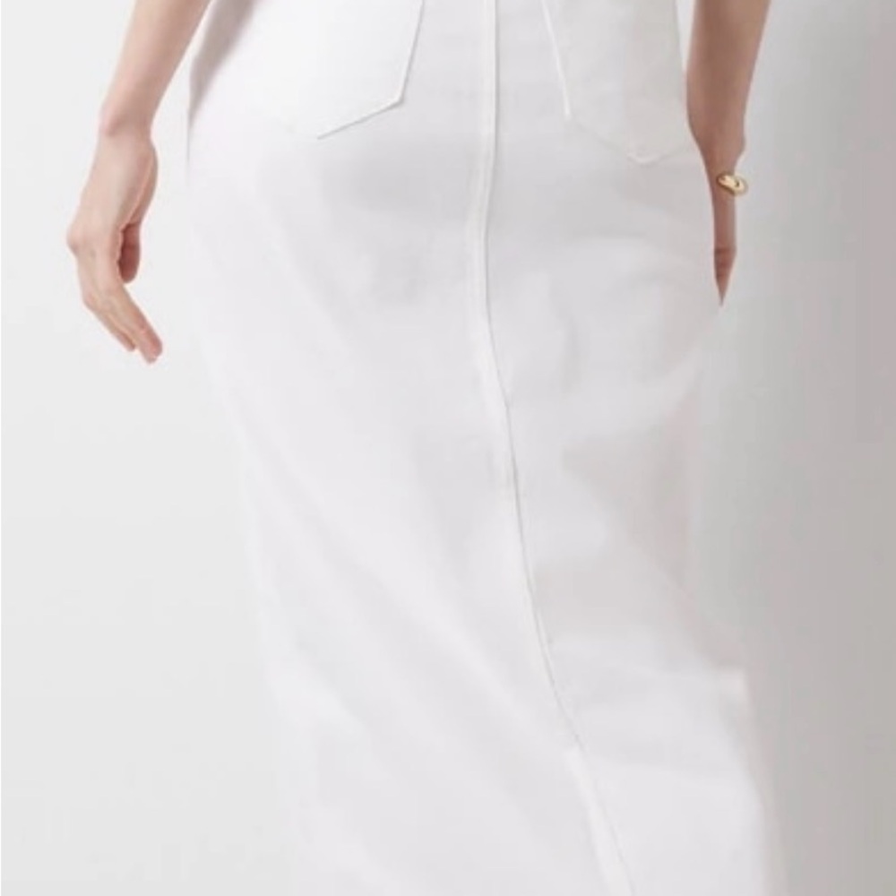 NWT Classic White Denim Maxi Pencil Skirt with Front Slit - Picture 4 of 5